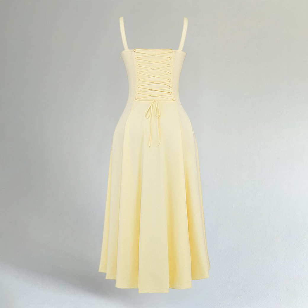 Emilia Fresh Citrus Yellow Waist Shaping Midi Dress