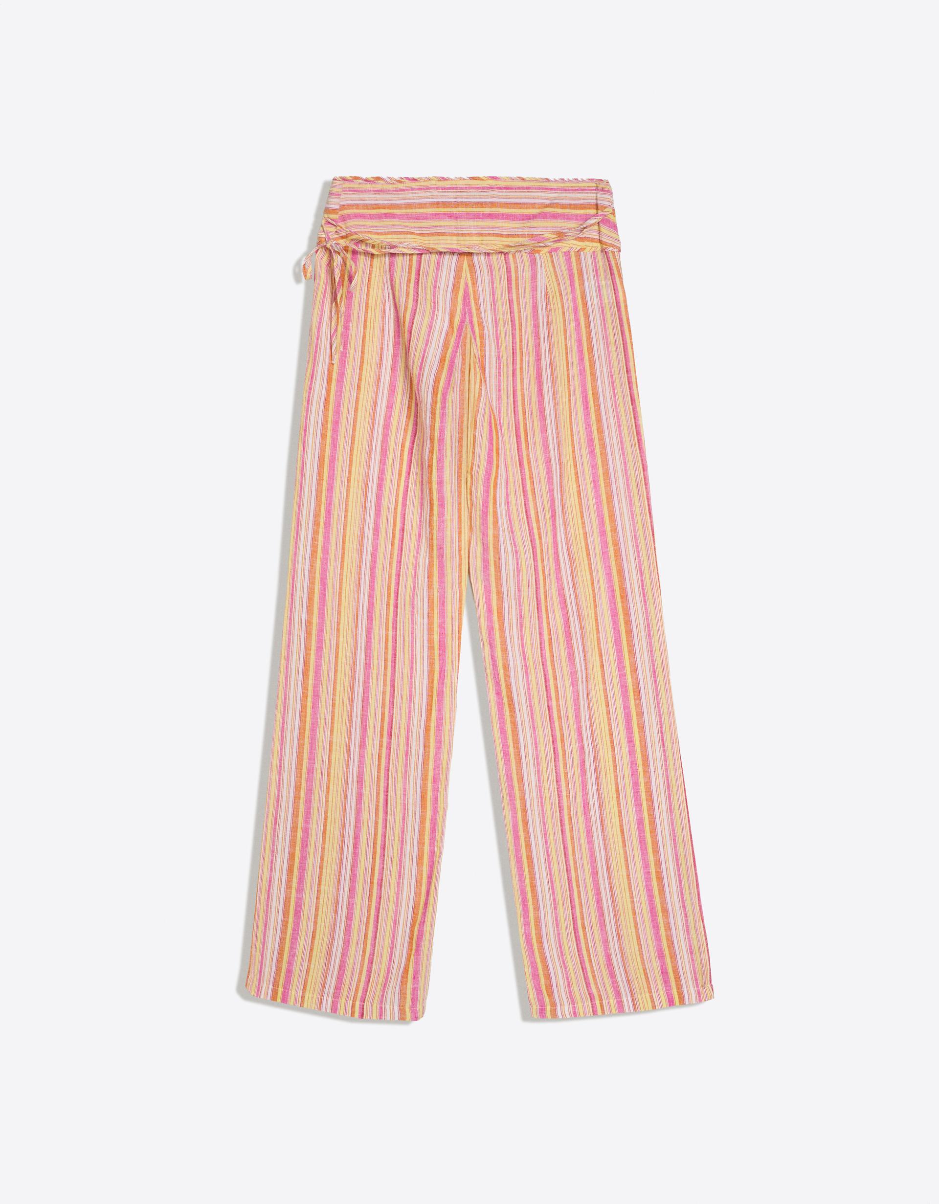 Striped trousers with linen