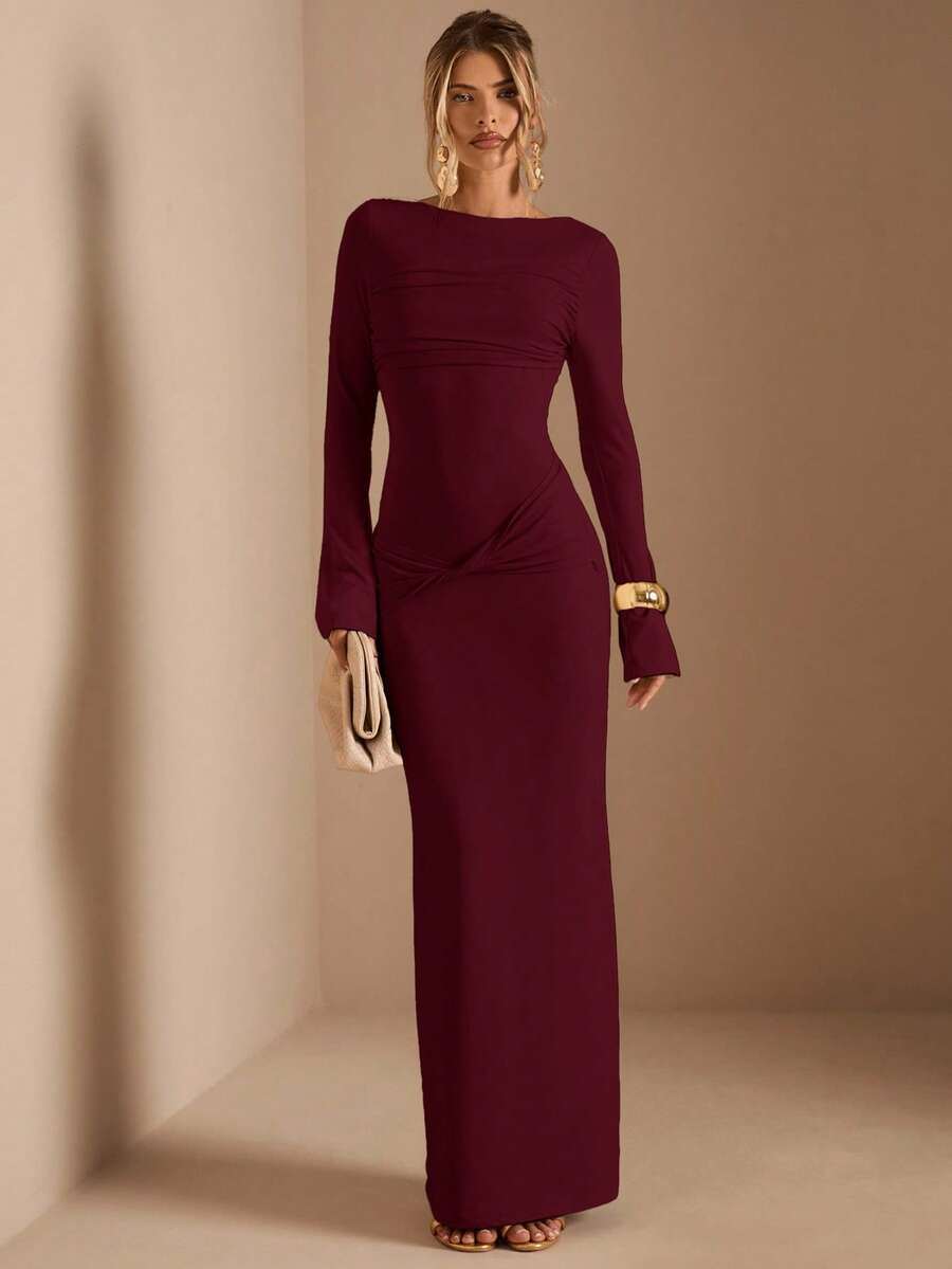 Apricot Elegant Marroon Dress