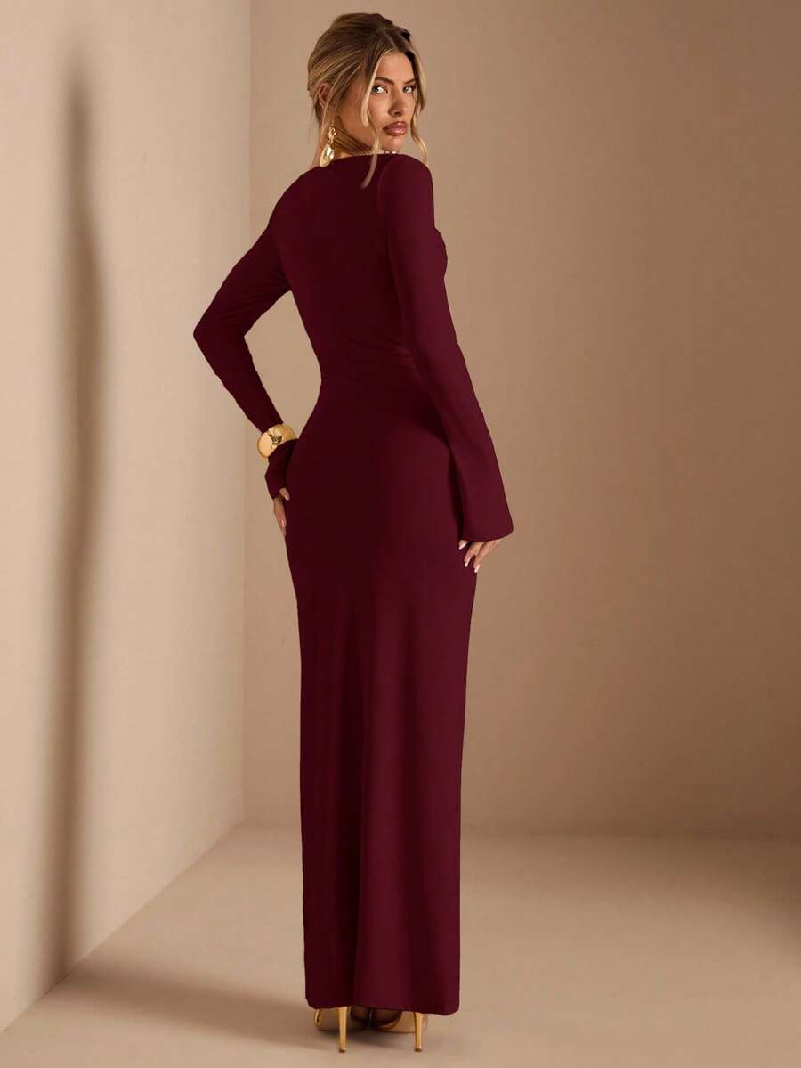 Apricot Elegant Marroon Dress