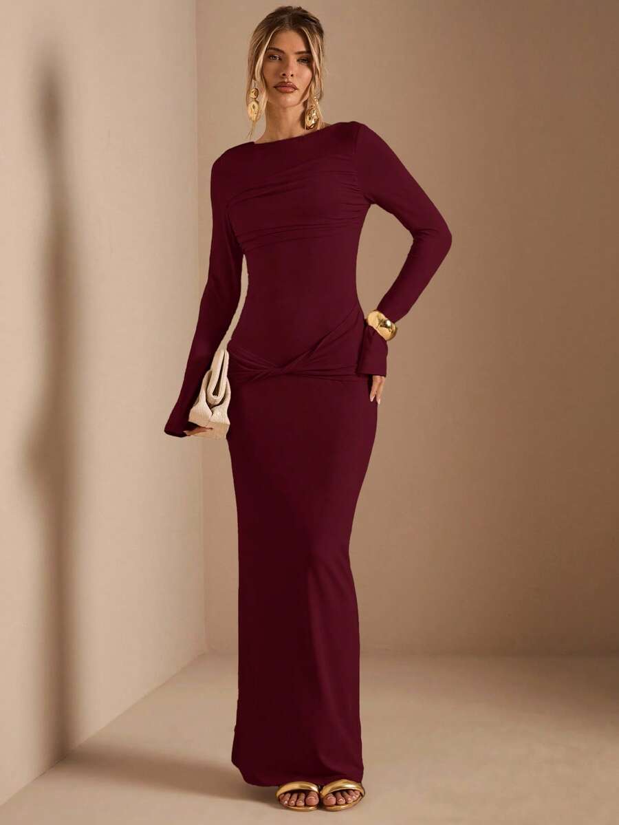 Apricot Elegant Marroon Dress