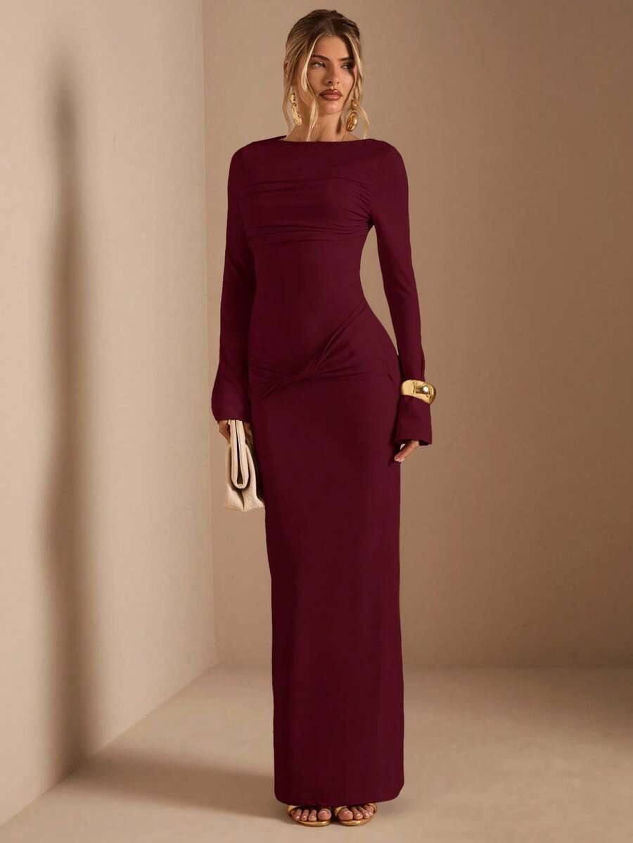 Apricot Elegant Marroon Dress