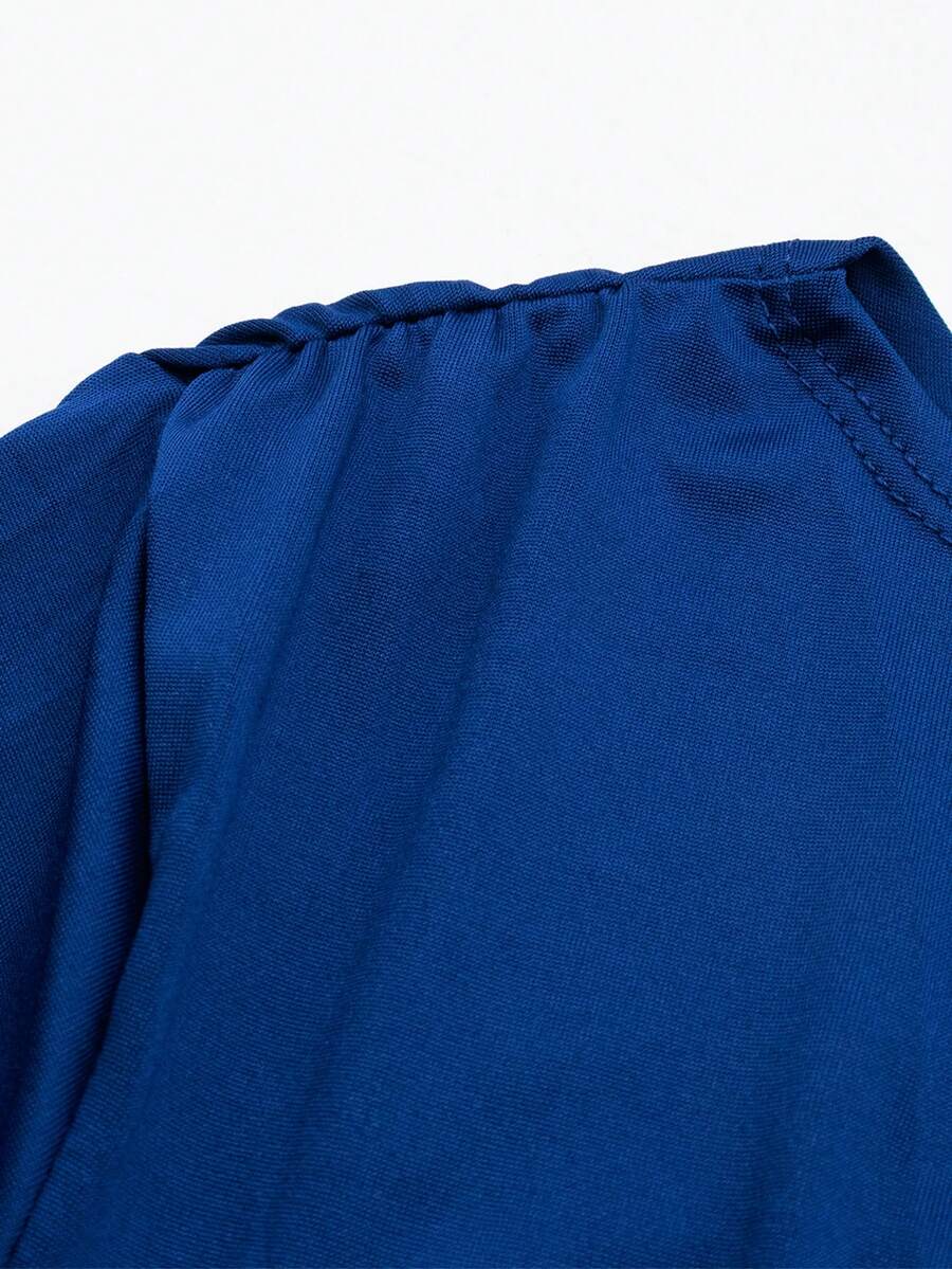 Women's Fashionable Elegant Ruched Crew Neck Long Sleeve Bodycon Dress Spring
