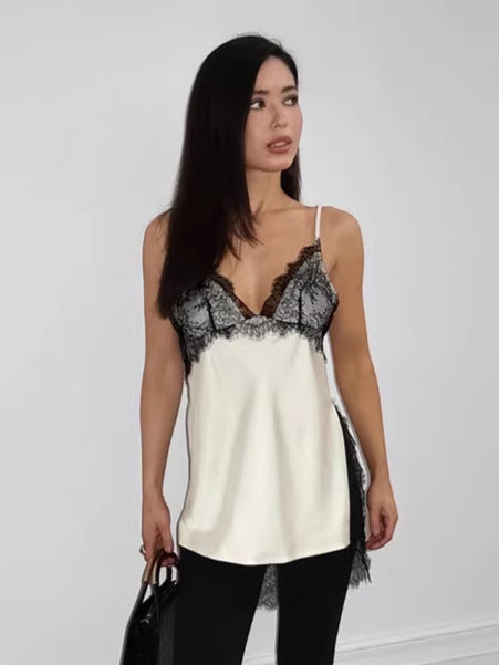 Top lace satin top