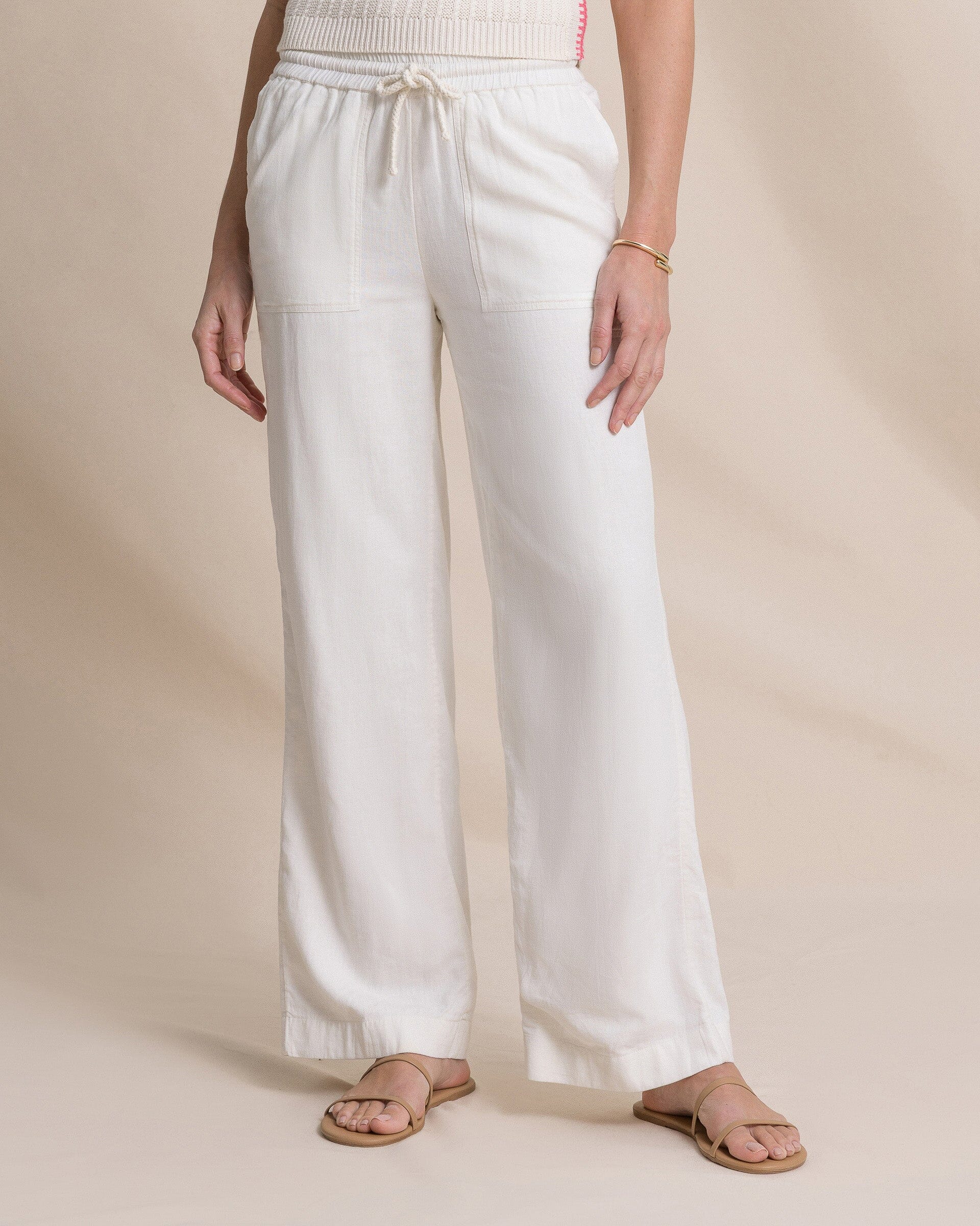 Linen Leg Pant - Sand White